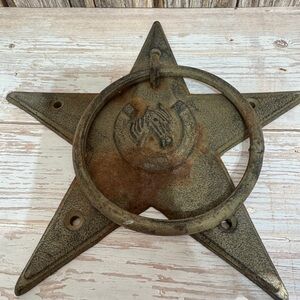 Rustic Star Tack Hook or Towel Ring - Cast Iron